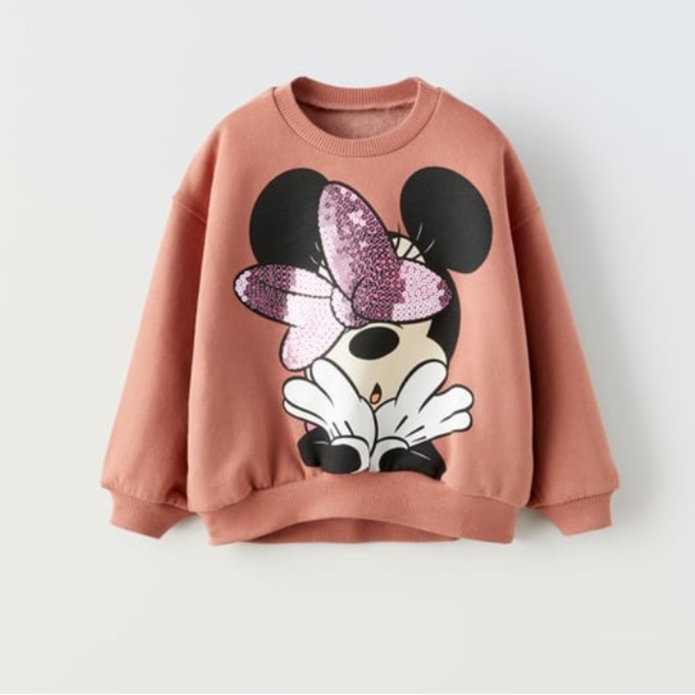 NWT Zara organic cotton blend sequined Disney sweatshirt 4-5Y